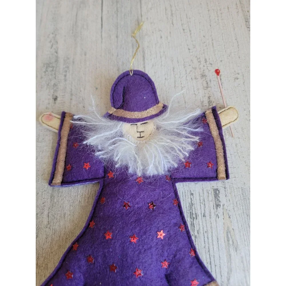Unique‎ vintage fell purple wizard magic ornament Xmas